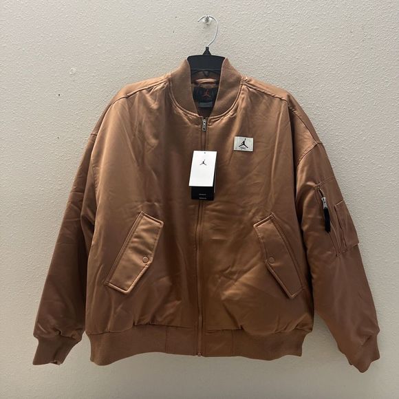 NIKE DQ9802-215 Women Sz M Air Jordan Flight Renegade Mineral Clay Bomber Jacket - Picture 4 of 11